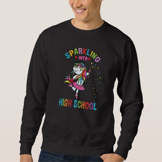 Sparkling Into High School Unicorn Back To School  スウェットシャツ (正面)