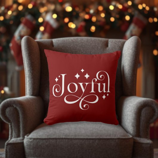 Sparkling Joyful Burgundy Throw Pillow クッション