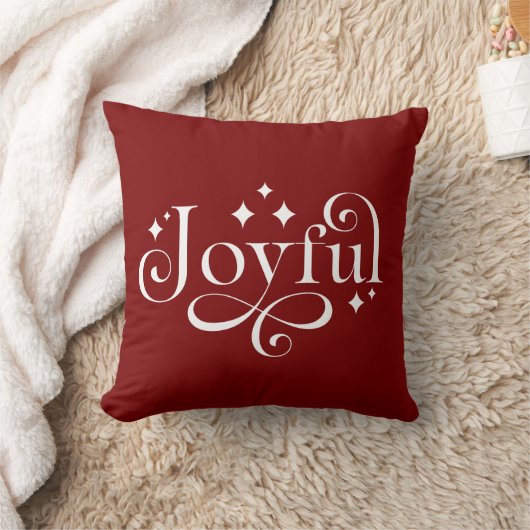 Sparkling Joyful Burgundy Throw Pillow クッション (ブランケット)