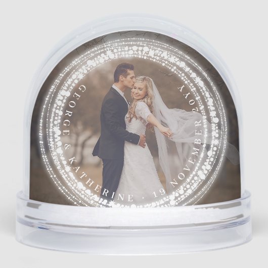 Sparkling Lights Mr & Mrs First Christmas Photo (正面)