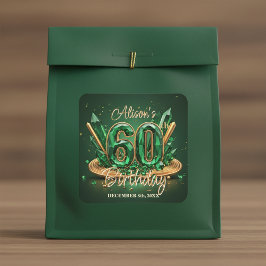 Sparkling Luxury Emerald Green Gold 60th Birthday スクエアシール