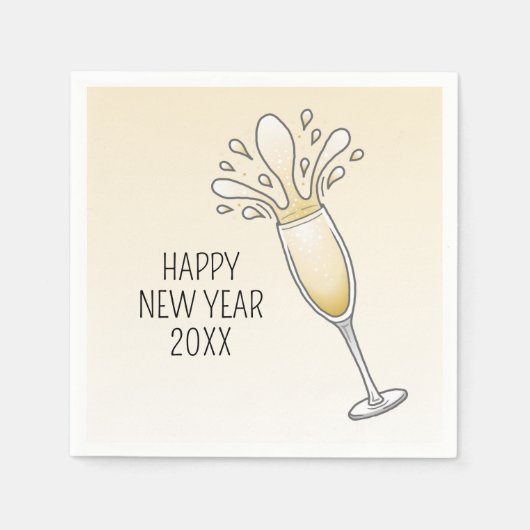 Sparkling New Year Champagne Glass スタンダードカクテルナプキン (正面)