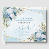 Sparkling Pastel Blue White Floral Sweet Sixteen  ゲストブック (正面)