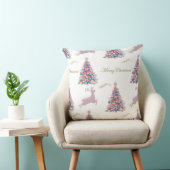 Sparkling Pastel Christmas Trees and Reindeer クッション (椅子)