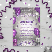 Sparkling Purple and Silver 30th Birthday Party 招待状