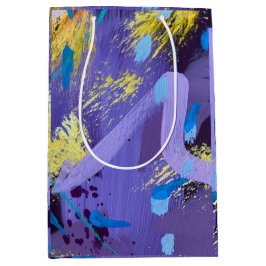 Sparkling Purple and Yellow Abstract Art Gift Bag ミディアムペーパーバッグ