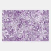 Sparkling Purple Snowflake Pattern ラッピングペーパーシート (正面2)