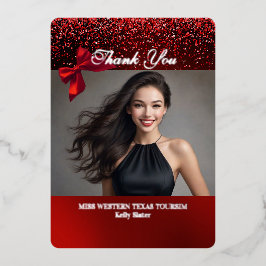 Sparkling Red Real Foil Thank You Card 箔シーズンカード