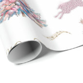 Sparkling Reindeer Pastel Pink Christmas  ラッピングペーパー (ロールコーナー)