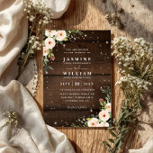 Sparkling Rustic Floral Country QR Code Wedding 招待状