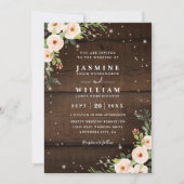 Sparkling Rustic Floral Country QR Code Wedding 招待状 (正面)