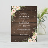 Sparkling Rustic Floral Country QR Code Wedding 招待状 (スタンド正面)