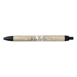Sparkling Sand Monogram Custom Autograph Pen 黒ボールペン