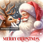 Sparkling Santa Rudolph Personalized Christmas   スクエアシール