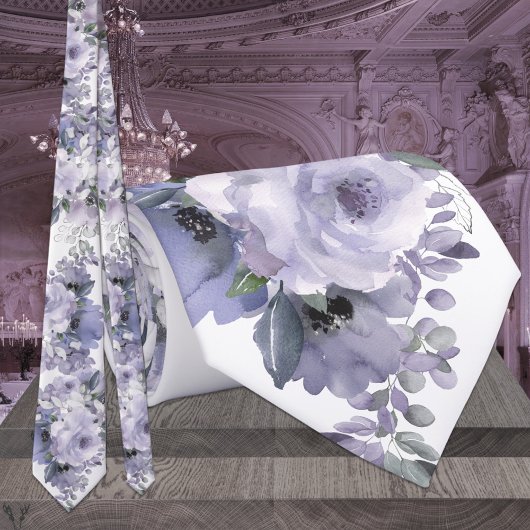 Sparkling Silver Gray Lavender Mauve Wedding  ネクタイ