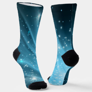 Sparkling Starry Night Sky Blue Gradient Crew Sock ソックス
