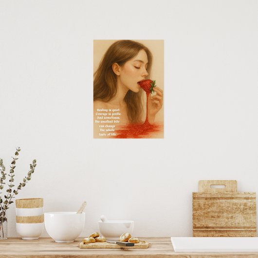 Sparkling Strawberry Art ポスター (キッチン)