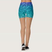 Sparkling Teal Blue Glitter Skin Tone Women's  レギンス (裏面)