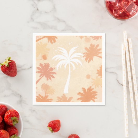 Sparkling Tropical Palm Tree Silhouette スタンダードカクテルナプキン (インサイチュ)