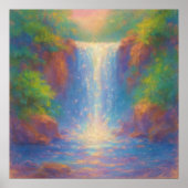 Sparkling Waterfall - Pastel Painting Style Art ポスター (正面)