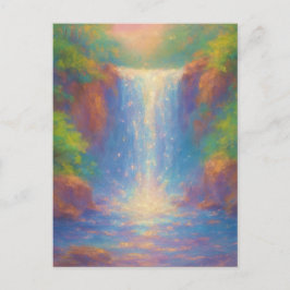 Sparkling Waterfall - Pastel Painting Style Art ポストカード
