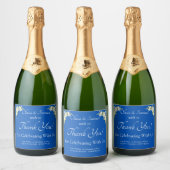 Sparkling Wine Bottle Labels, Cobalt Blue & White  スパークリングワインラベル (ボトル)
