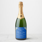 Sparkling Wine Bottle Labels, Cobalt Blue & White  スパークリングワインラベル (正面)