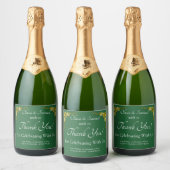 Sparkling Wine Bottle Labels, Emerald Green & Gold スパークリングワインラベル (ボトル)
