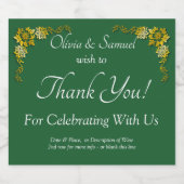 Sparkling Wine Bottle Labels, Emerald Green & Gold スパークリングワインラベル (シングルラベル)