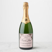 Sparkling Wine Bottle Labels, Pink Roses & Doves  スパークリングワインラベル (正面)