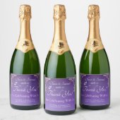 Sparkling Wine Bottle Labels, Purple Mauve Flowers スパークリングワインラベル (ボトル)