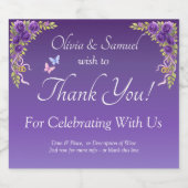 Sparkling Wine Bottle Labels, Purple Mauve Flowers スパークリングワインラベル (シングルラベル)