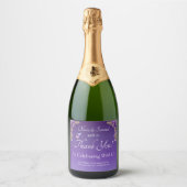 Sparkling Wine Bottle Labels, Purple Mauve Flowers スパークリングワインラベル (正面)