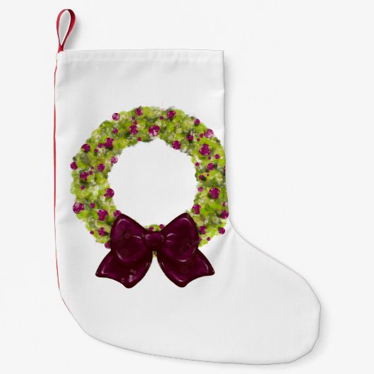 Sparkling Wreath - Multiple Color Options スモールクリスマスストッキング (正面)