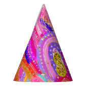 Sparkly 6th Rainbow Sequin Gold Glitter Maximalist パーティーハット (左)