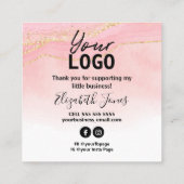 Sparkly Agate Pink金ゴールド命令SQUの使い方 スクエア名刺 (裏面)