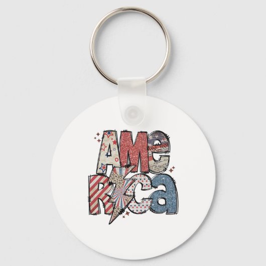 Sparkly America 4th Of 7月アメリカ独立D キーホルダー (正面)