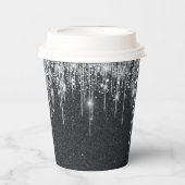 Sparkly Black and Silver Christmas New year Party  紙コップ (正面)