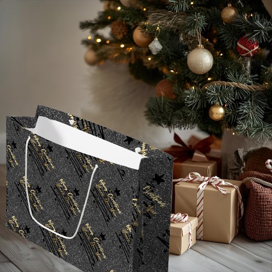 Sparkly Black Gift Bag ラージペーパーバッグ