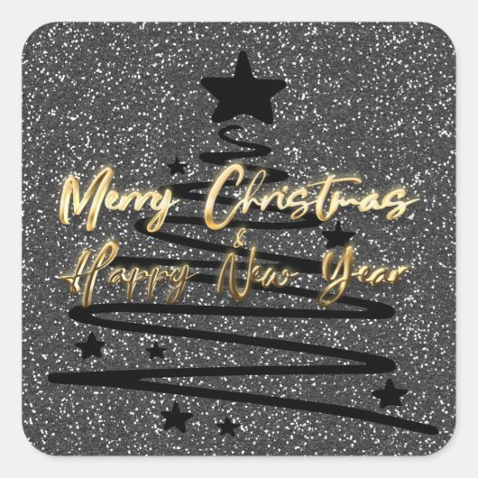 Sparkly Black Sticker スクエアシール (正面)