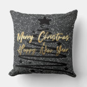 Sparkly Black Throw Pillow クッション (正面)