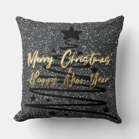Sparkly Black Throw Pillow クッション (正面)
