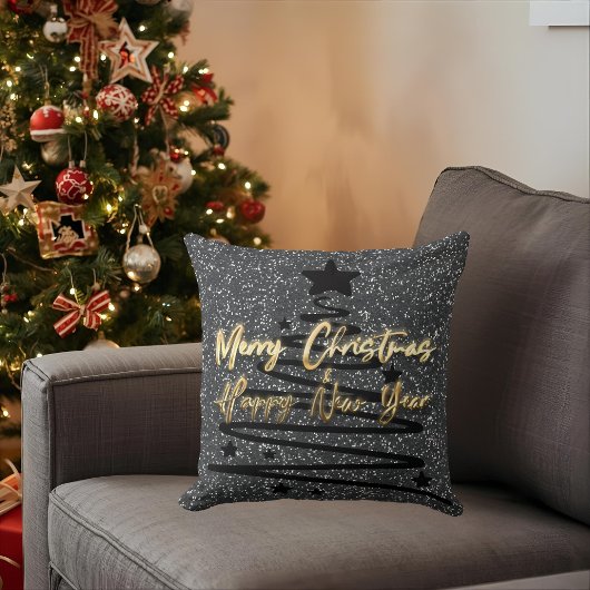 Sparkly Black Throw Pillow クッション