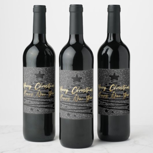 Sparkly Black Wine Label Set ワインラベル (ボトル)