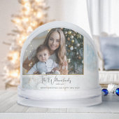 Sparkly Blue & Gold Marble Photo Snow Globe