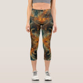 Sparkly brown feathers カプリレギンス (正面)