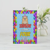 Sparkly Capybara Birthday Invite 招待状 (スタンド正面)