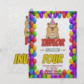 Sparkly Capybara Birthday Invite 招待状 (正面/裏面)