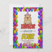 Sparkly Capybara Birthday Invite 招待状 (正面)