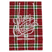 Sparkly Christmas Plaid ミディアムペーパーバッグ (裏面)